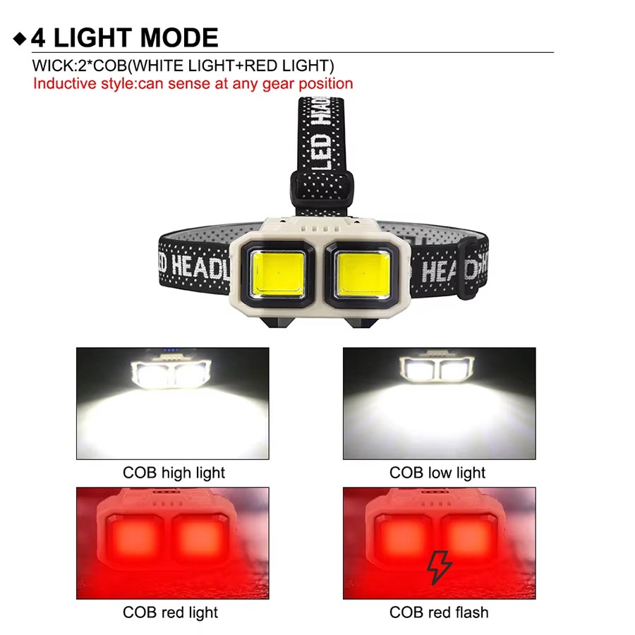 COB LED ไฟหน้าแบบชาร์จไฟได้, ไ - Fishing Headlamp บทวิจารณ์และราคา